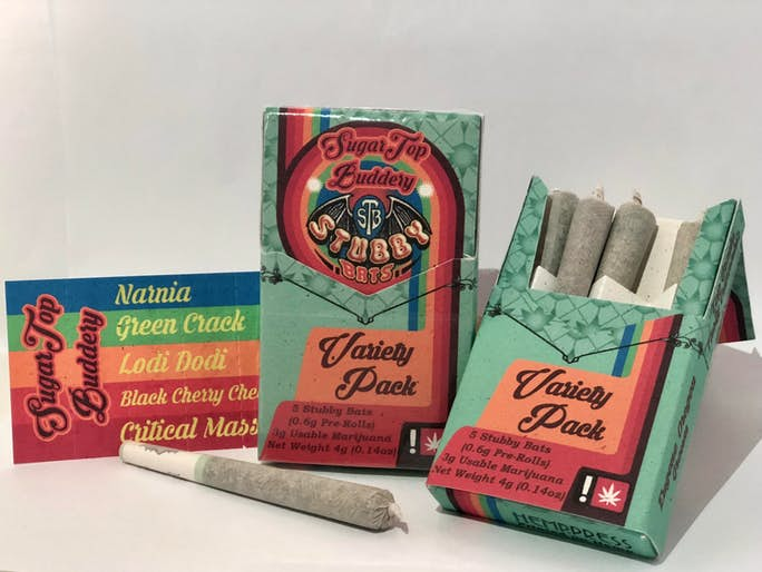 Multiple cigarette-style custom packages with Sugar Top Buddery Branding